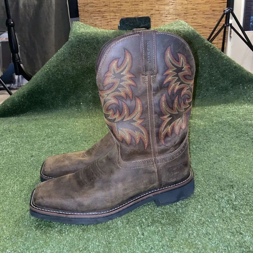Justin Brown Western Work Boot Men's Size 14D Cowboy Rancher Shoes Style 0923CF